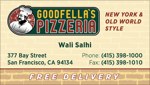 Business Card (front): Goodfella's Pizzeria