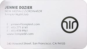 Business Card (front): Foil on Silk Laminate